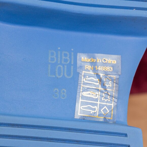 Bibi Lou Women Black Blue Leather Stompy Festival Platform Party Boots 8US EUR38 - Picture 7 of 8